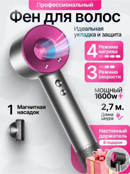 Super hair dryer Фен для волос профессиональный с 1-ой насадками и ионизацией