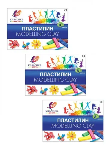 Пластилин Луч Классика, 8 цветов, 3 упак