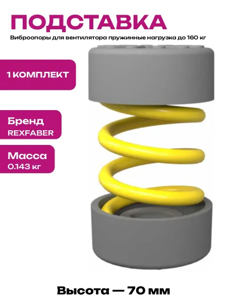 Опоры антивибрационные пружинные 40х40х70 мм нагрузка 160
