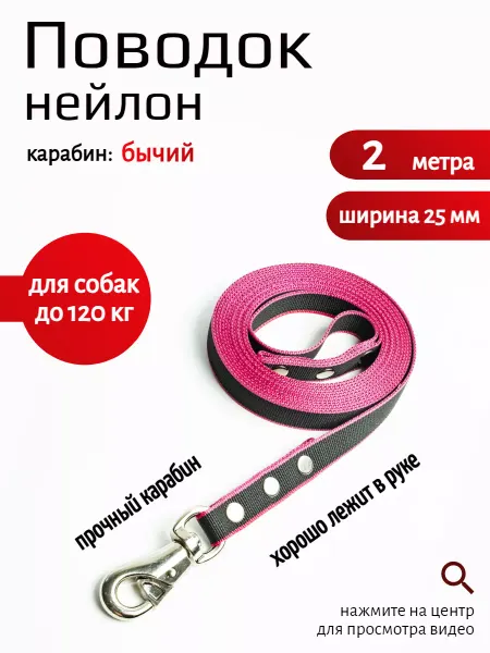 Хвостатыч Поводок для собак нейлон бычий 2 м х 25 мм (темно-синий)