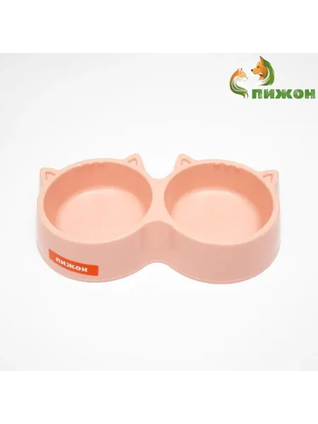 SOLNARIS Двойная фигурная миска для животных 28х14х5 см, бежевый