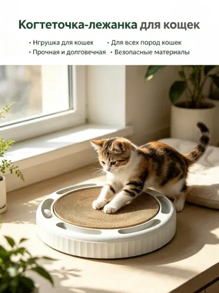 Когтеточка для кошек белая из картона с дразнилкой 2в1