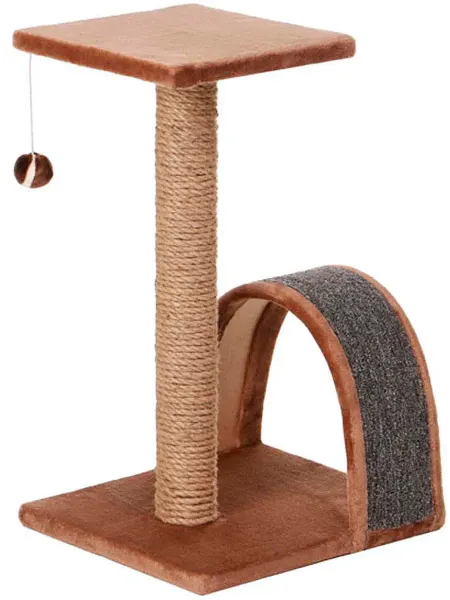PerseiLine Когтеточка-столбик для кошек с дугой и игрушкой, 35х30х54 см