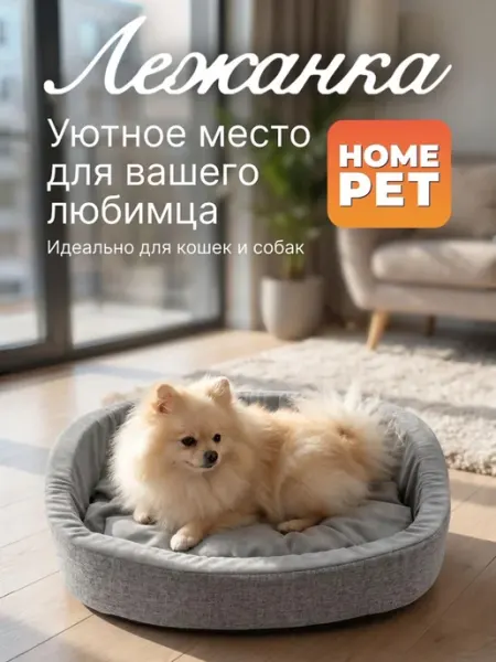 HomePet Лежанка для кошек и собак мелких и средних пород, 57х45х17см