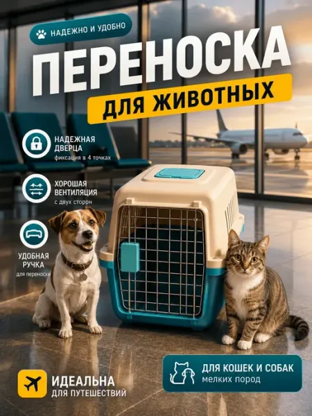 Переноска пластиковая для кошек и собак до 7.5 кг Авиа