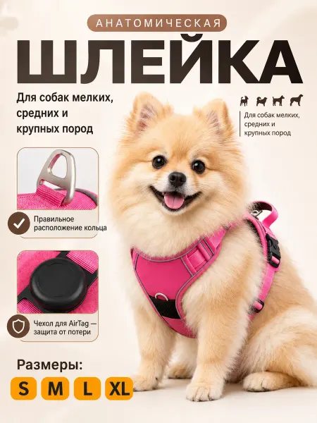 Анатомическая шлейка DUOMM для собак с AirTag