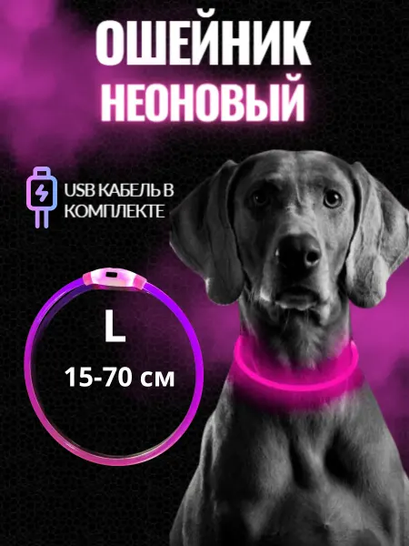 Andremore Светящийся ошейник для собак неоновый от USB