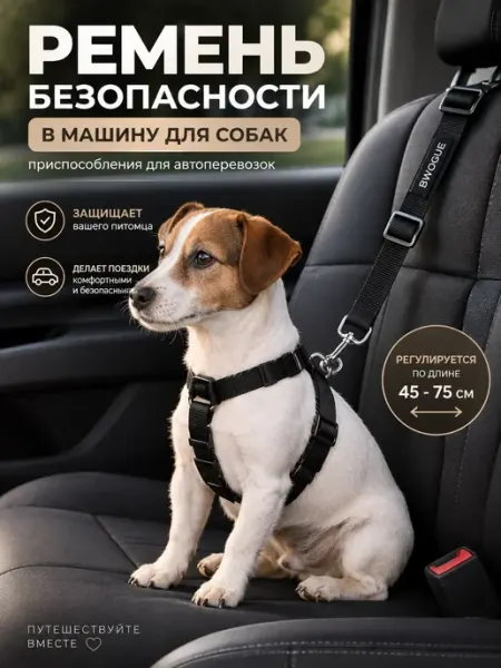 Big Jungle Ремень безопасности для собак и кошек в машину автомобильный