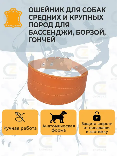 CHOKERZ Ошейник для собак средних пород (селедка) на борзую, гончую