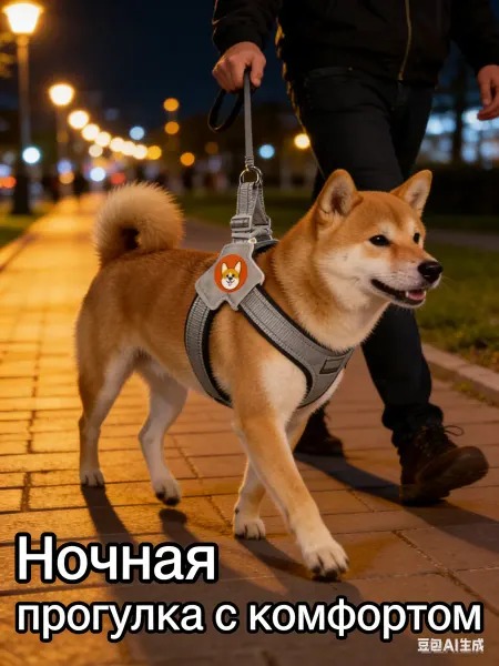 CINLANZOO Шлейка для собак и кошек светоотражающая с поводком