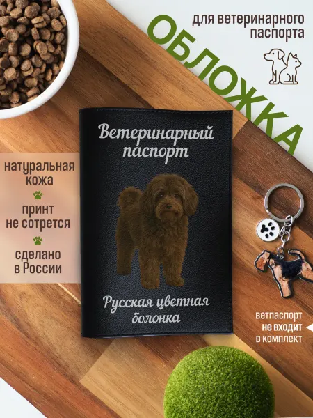Russian.Handmade Обложка на ветеринарный паспорт Русская цветная болонка