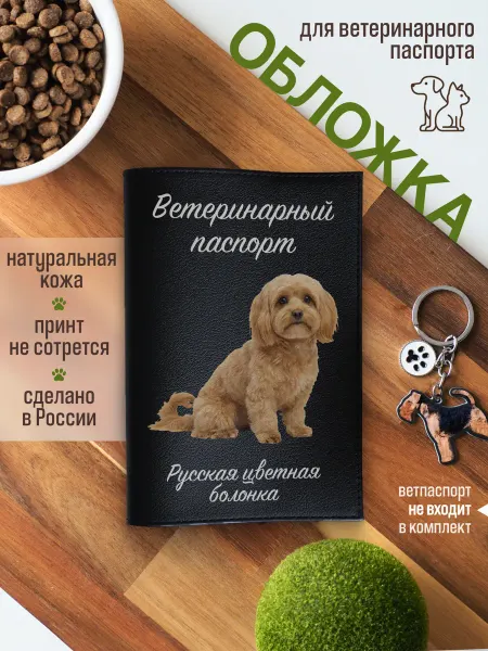 Russian.Handmade Обложка на ветеринарный паспорт для собак Русская цветная бо…