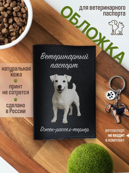 Russian.Handmade Обложка на ветеринарный паспорт для собак Джек-рассел-терьер