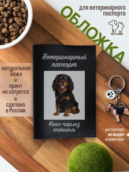 Russian.Handmade Обложка на ветеринарный паспорт для собак Кинг-чарльз спание…