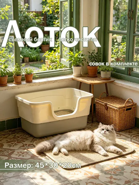 IKEA Просторный лоток-туалет для упитанных кошек и крупных пород