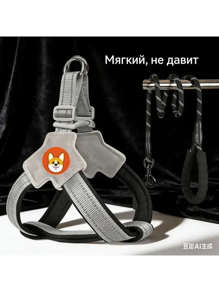 LEDER Шлейка для собак мелких средних пород и кошек с поводком