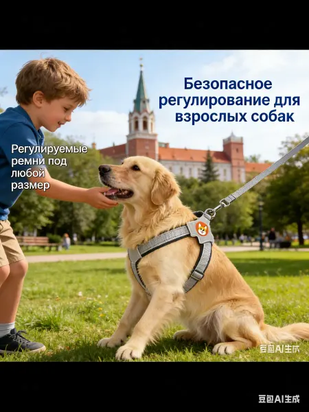 PETFORT Шлейка для собак мелких и средних пород и кошек с поводком