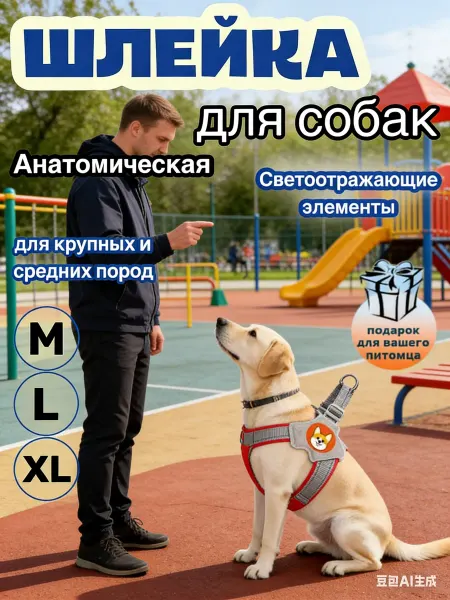 АлеНат Шлейка для собак и кошек с поводком амуниция для прогулки