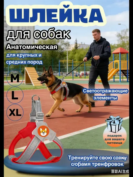 АлеНат Шлейка для собак кошек средних и мелких пород поводок