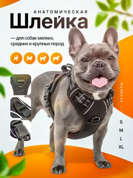 Шлейка анатомическая для собак мелких, средних, крупных поро…