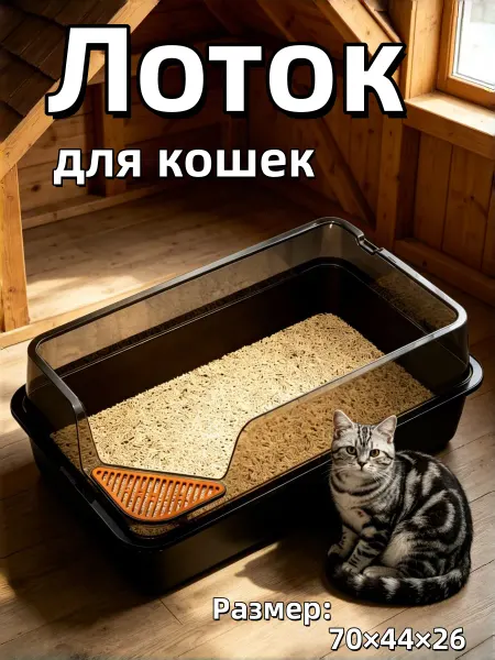 Большой лоток для кошек мейн-кун и других крупных пород