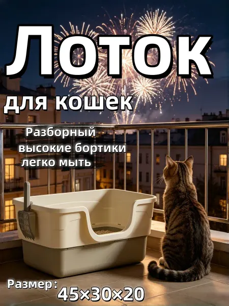 Туалет лоток для кошек с высоким бортиком