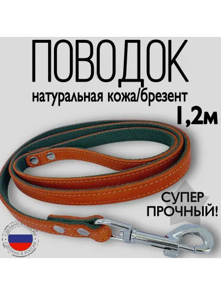 Юг-Амуниция Поводок из натуральной кожи и брезента