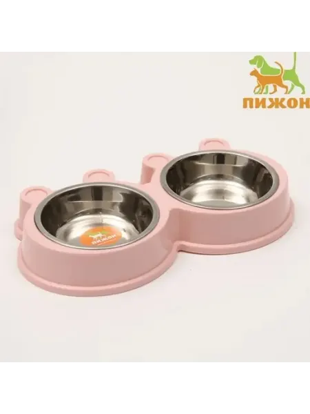 Двойная миска для питомцев с пластиковой основой