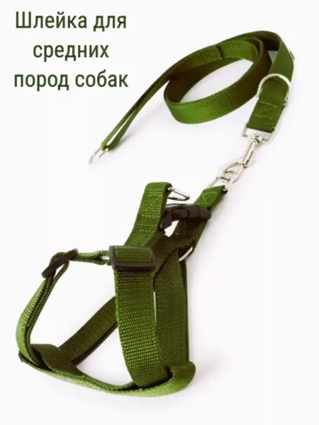 ЗВЕРЯТАМ Шлейка с поводком для средних собак