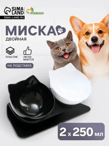 Удобные миски для кошек на устойчивой подставке