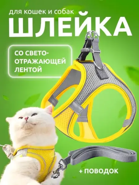 Усы-Лапы-Хвост Шлейка для кошек и собак с поводком