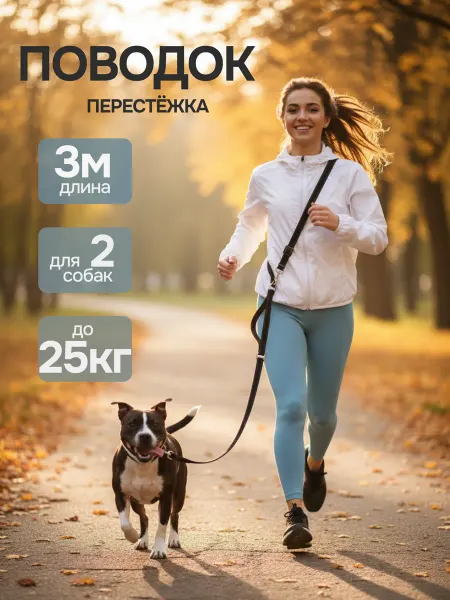 Поводок для средних и крупных собак, перестежка
