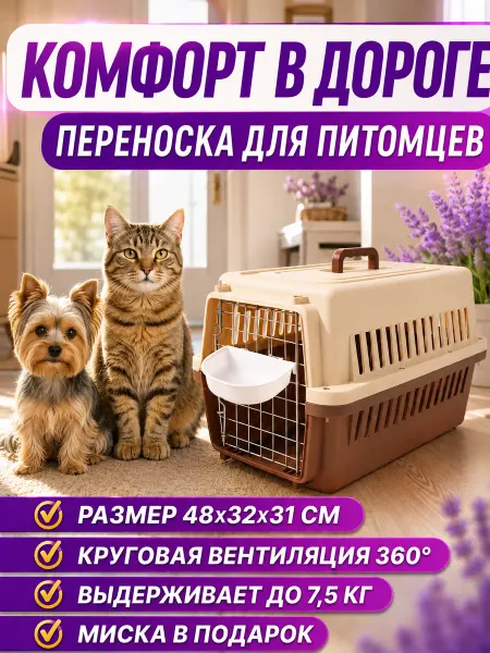 Переноска для кошек до 5 кг пластиковая