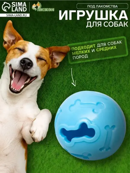 Голубой интерактивный мяч для лакомств
