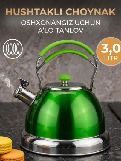 Чайник со свистком ALONSA, металлический, 3.0 л