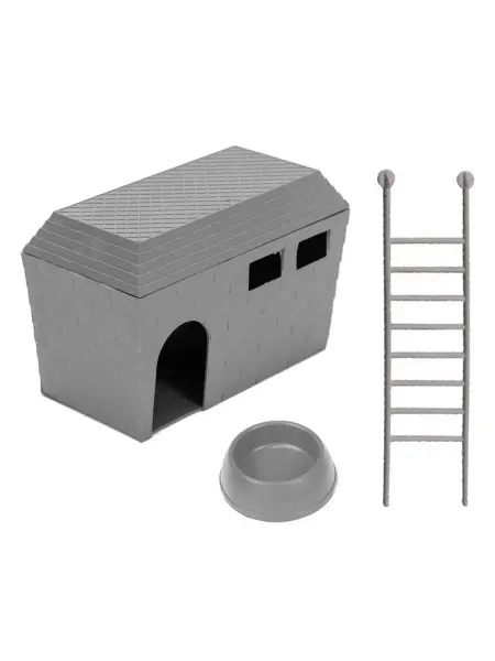 HomePet Домик для грызунов + миска и лесенка 15х8,5х10 см