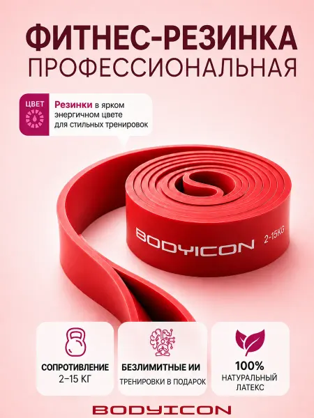 BODY ICON Резинка для фитнеса и подтягивания 2-15 кг