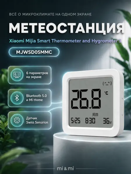 Mi and mi Метеостанция Xiaomi Mijia Thermometer 3 MJWSD05MMC