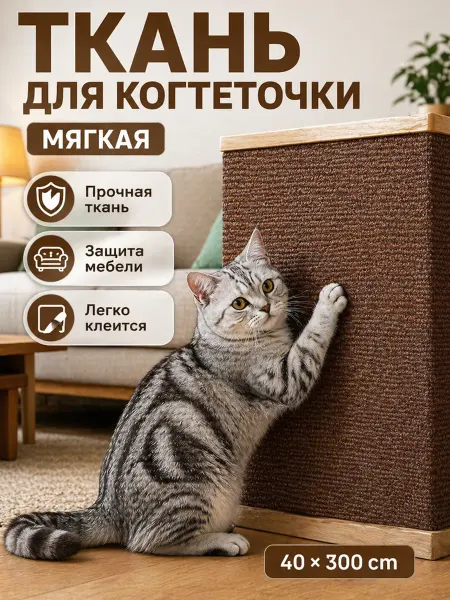Когтеточка для кошки самоклеящаяся напольная лежанка40*300cm