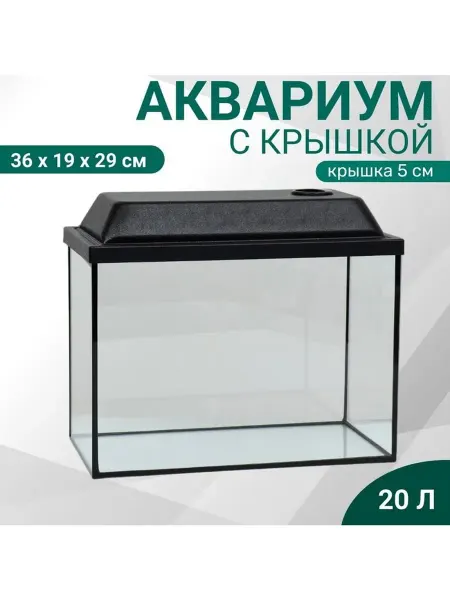 Аквариум «Прямоугольный» с крышкой, 20 л, 36×19×29 34 см, чё