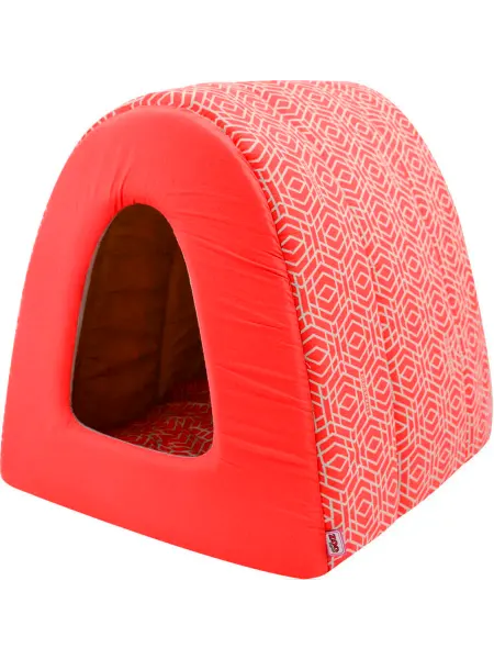 ZOOEXPRESS Дом туннель Геометрия бязь№2 50*42*35см коралловый