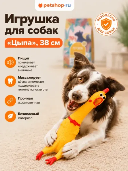 PetShop Игрушка для собак курица с пищалкой "Цыпа", 38 см