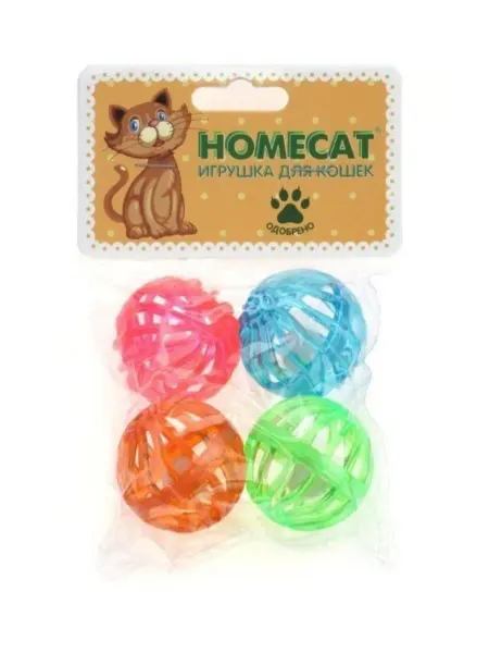 Homecat Игрушка Мяч Калейдоскоп для кошек с колокольчиком 4 см 4 шт