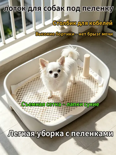 Лоток под пеленку для собак с столбиком для кобелей 40×30 см