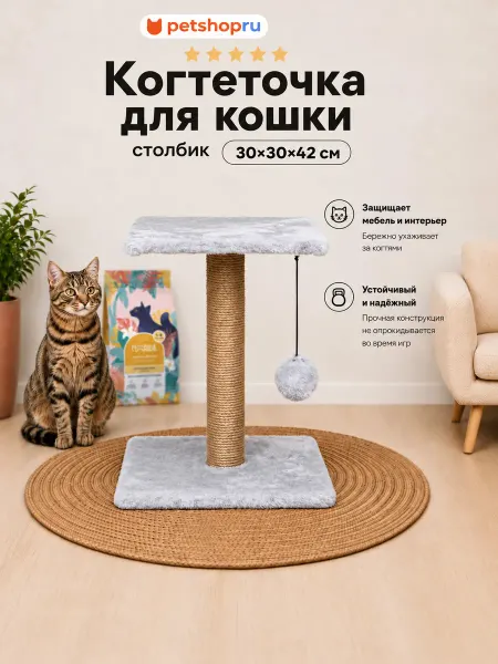 PetShop Когтеточка с полкой и помпоном,42см