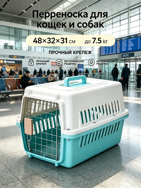 Переноска для кошек собак до7,5кг 48×32см авиаперевозка