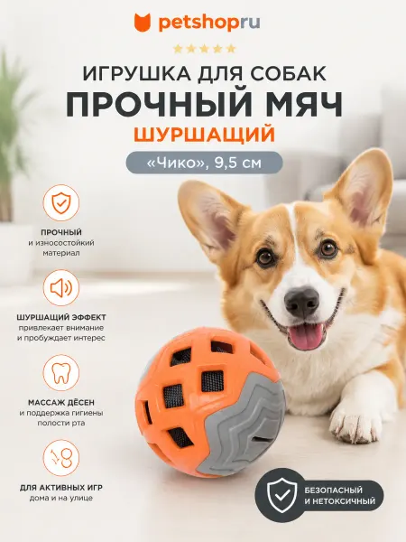 Игрушка для собак "Чико", мяч шуршащий, 9,5 см