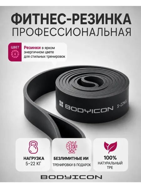 BODY ICON Резинка для фитнеса и подтягивания 5-22 кг
