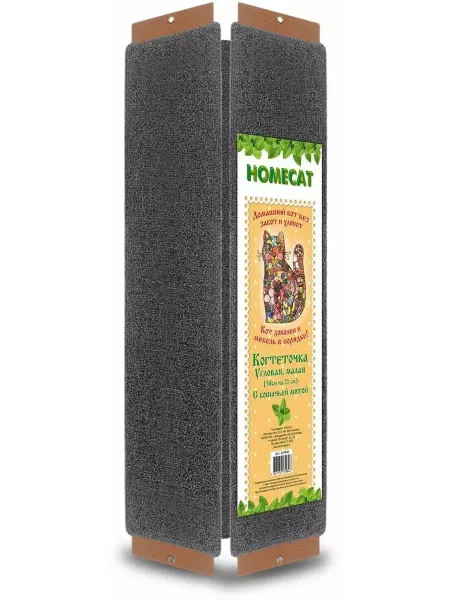 Homecat Венге когтеточка с кошачьей мятой угловая малая, 58х21 см