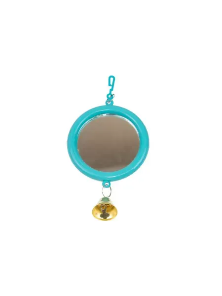 HomePet Зеркало для птиц с колокольчиком, бирюзовое 8х16,5см